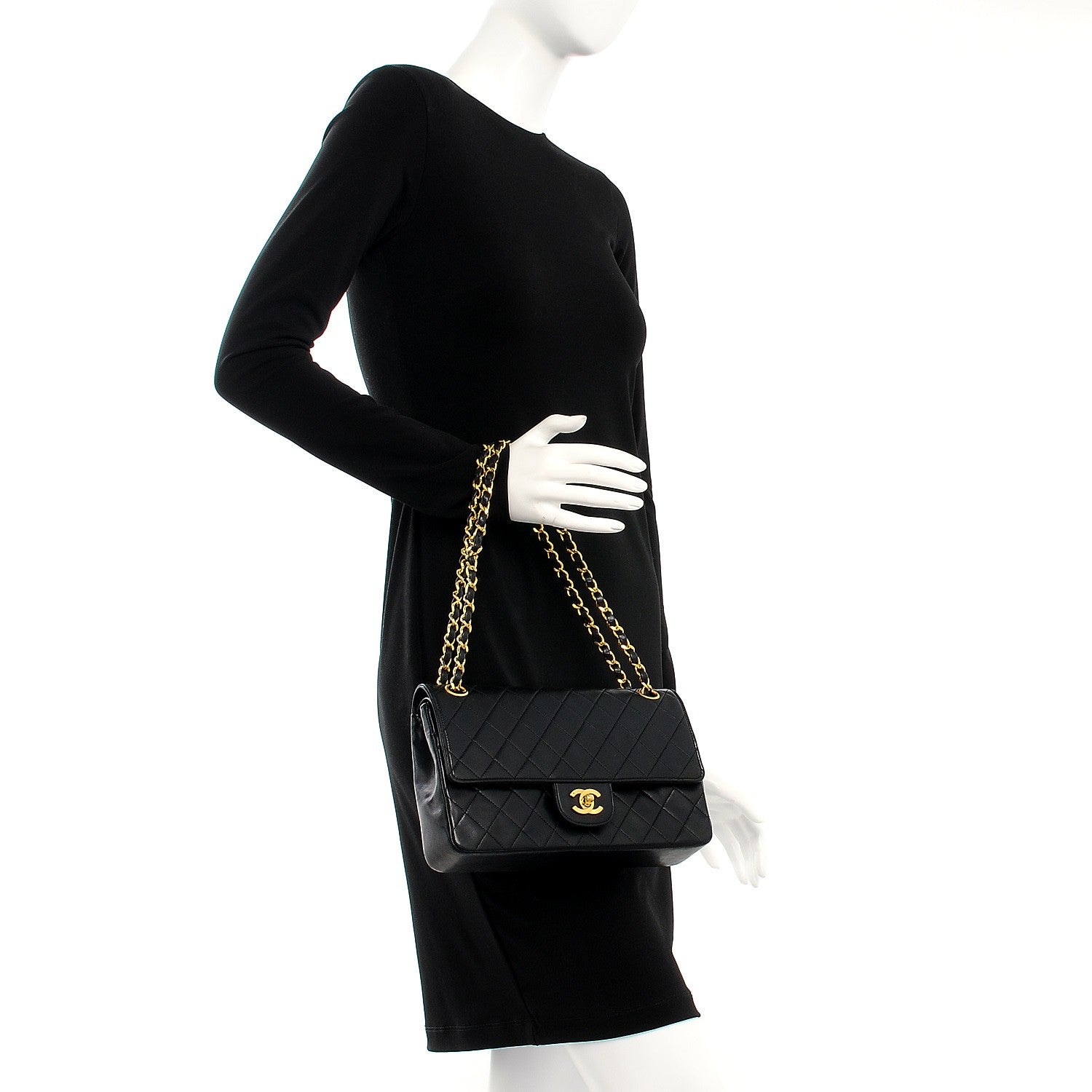 Chanel Lambskin Quilted Medium Double Flap Black 2 of 9