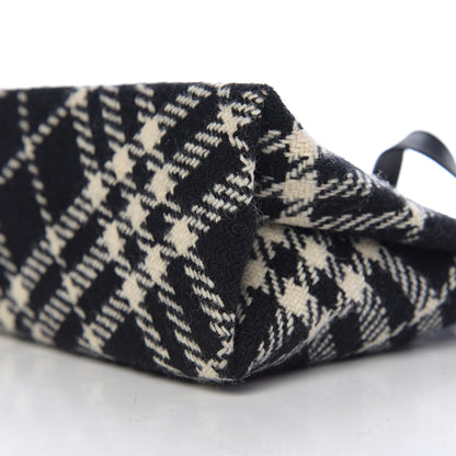 Burberry Wool Plaid Check Tote Black 8 of 8
