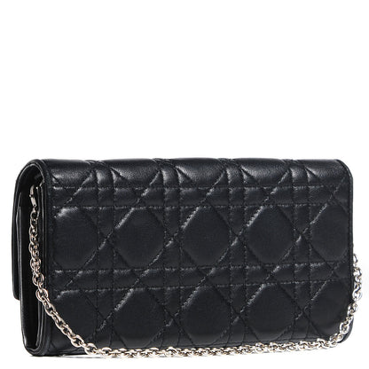 Christian Dior Lambskin Cannage Lady Dior Rendezvous Wallet On Chain Black 3 of 7