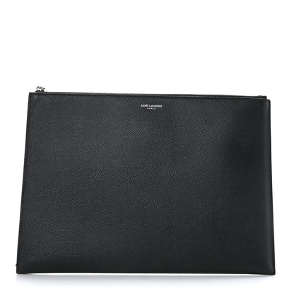Saint Laurent Grain De Poudre Zipped Tablet Holder Black 1 of 7