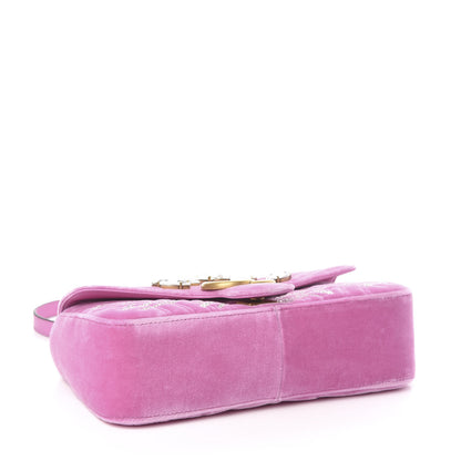 Gucci Velvet Matelasse Marquise Crystals Embroidered Small GG Marmont Shoulder Bag Malva 4 of 10