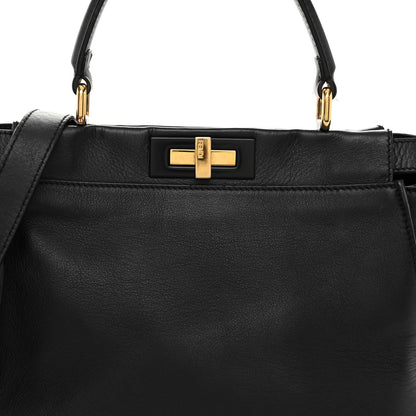 Fendi Vitello Seta Shiny Nappa Medium Peekaboo Iconic Satchel Black 8 of 10