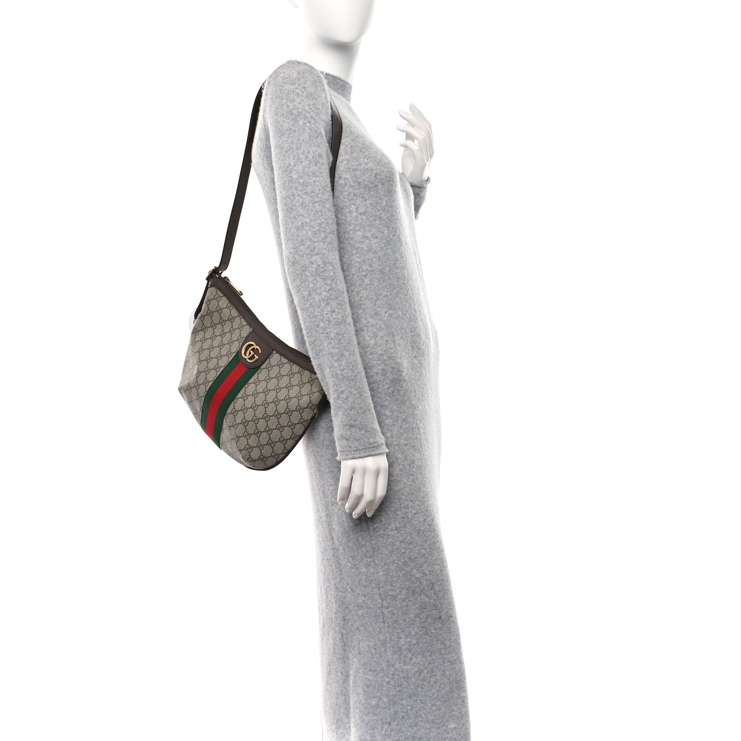 Gucci GG Supreme Monogram Web Small Ophidia Half Moon Hobo Brown 2 of 10