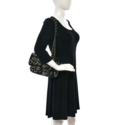 Chanel Tweed Swarovski Crystal Leopard Jumbo Flap Black 2 of 8