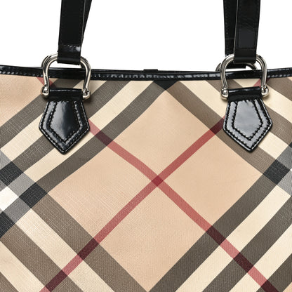 Burberry Metallic Calfskin Nova Check Small Nickie Tote Black 7 of 10