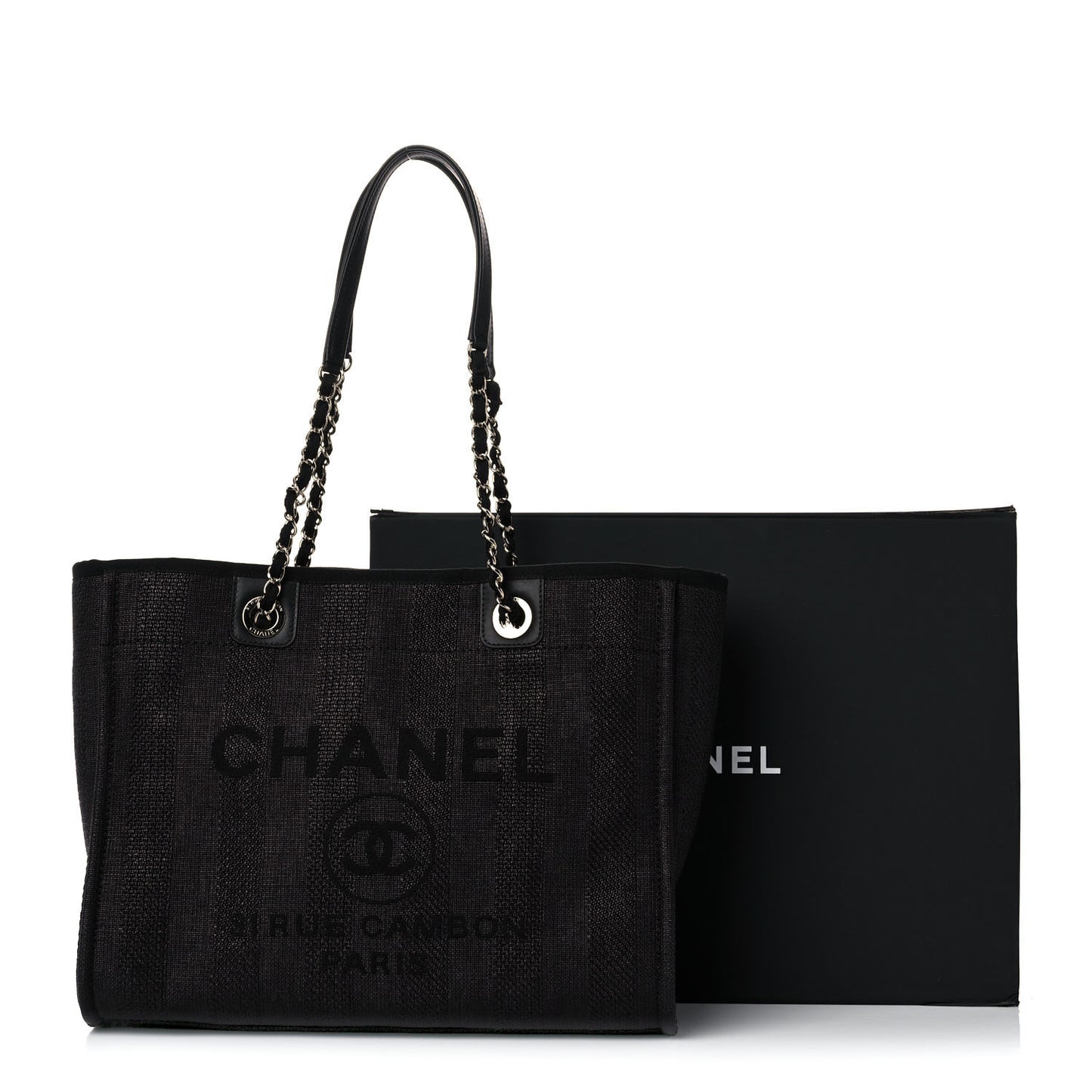 Mixed Fibers Striped Small Deauville Tote Black
