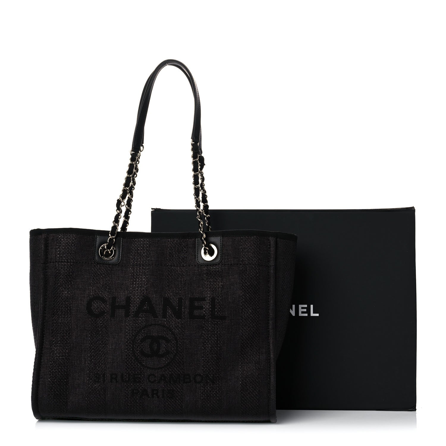Chanel Mixed Fibers Striped Small Deauville Tote Black 10 of 10