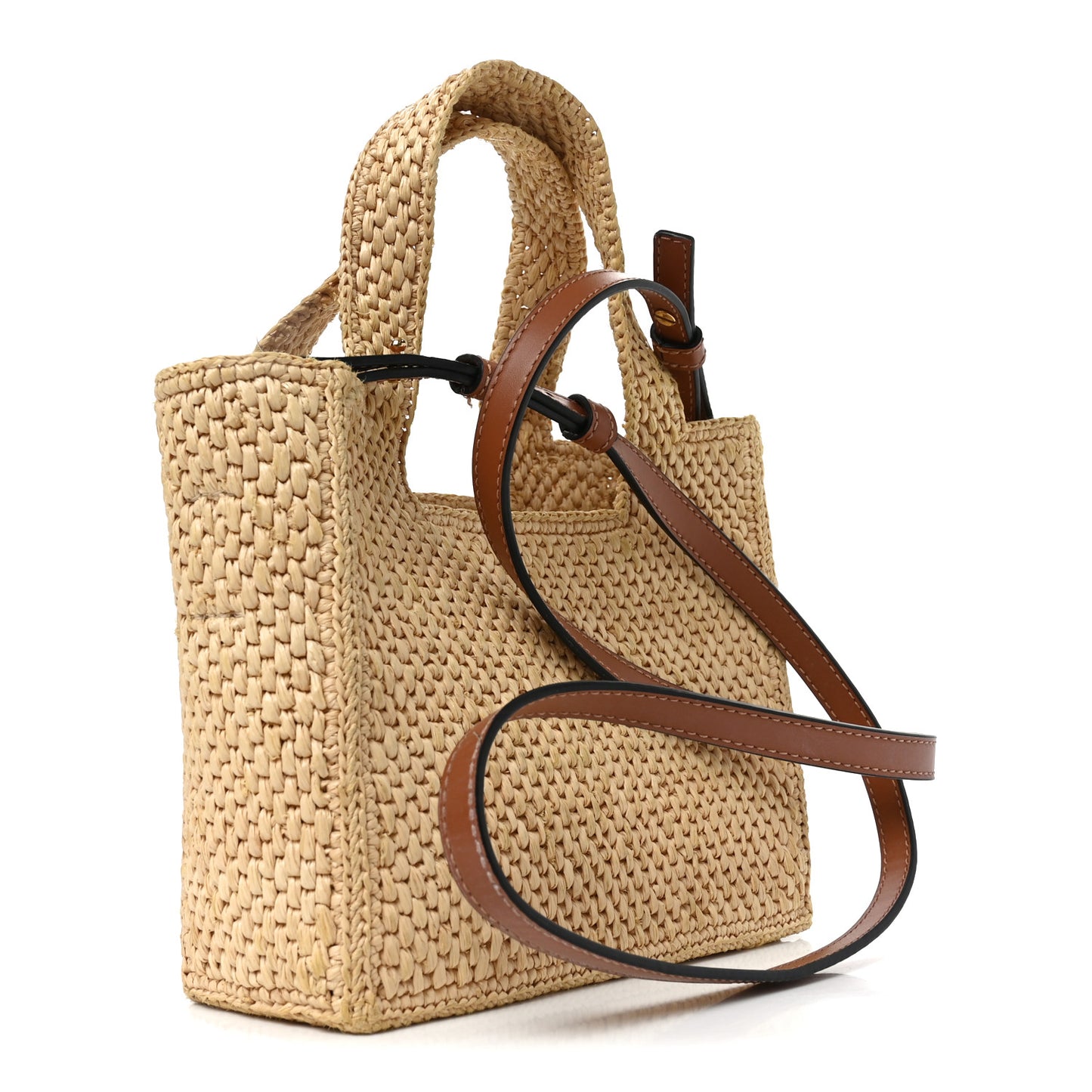 X PAULA'S IBIZA Raffia Font Tote Natural Tan