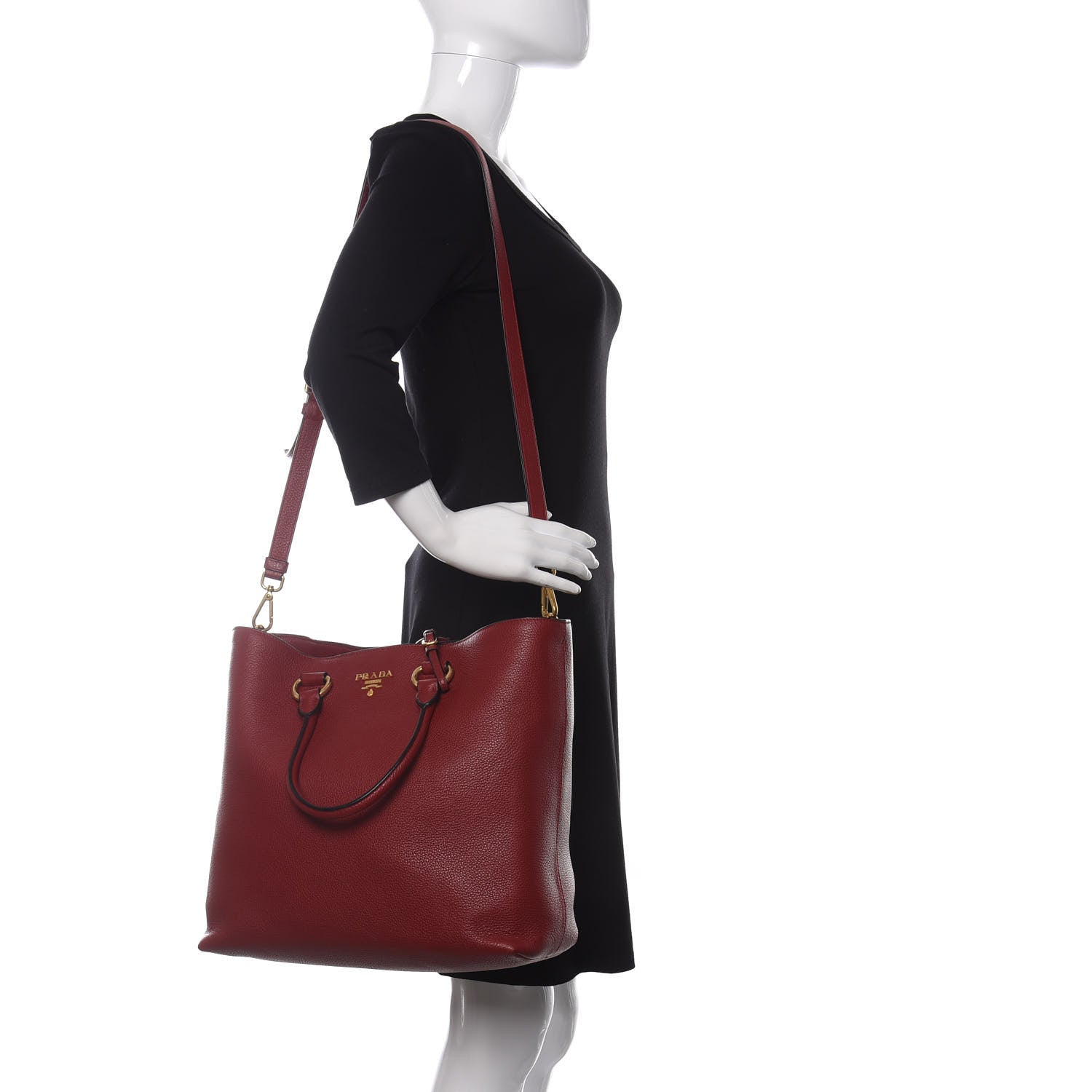 Prada Vitello Daino Tote Rosso 2 of 11