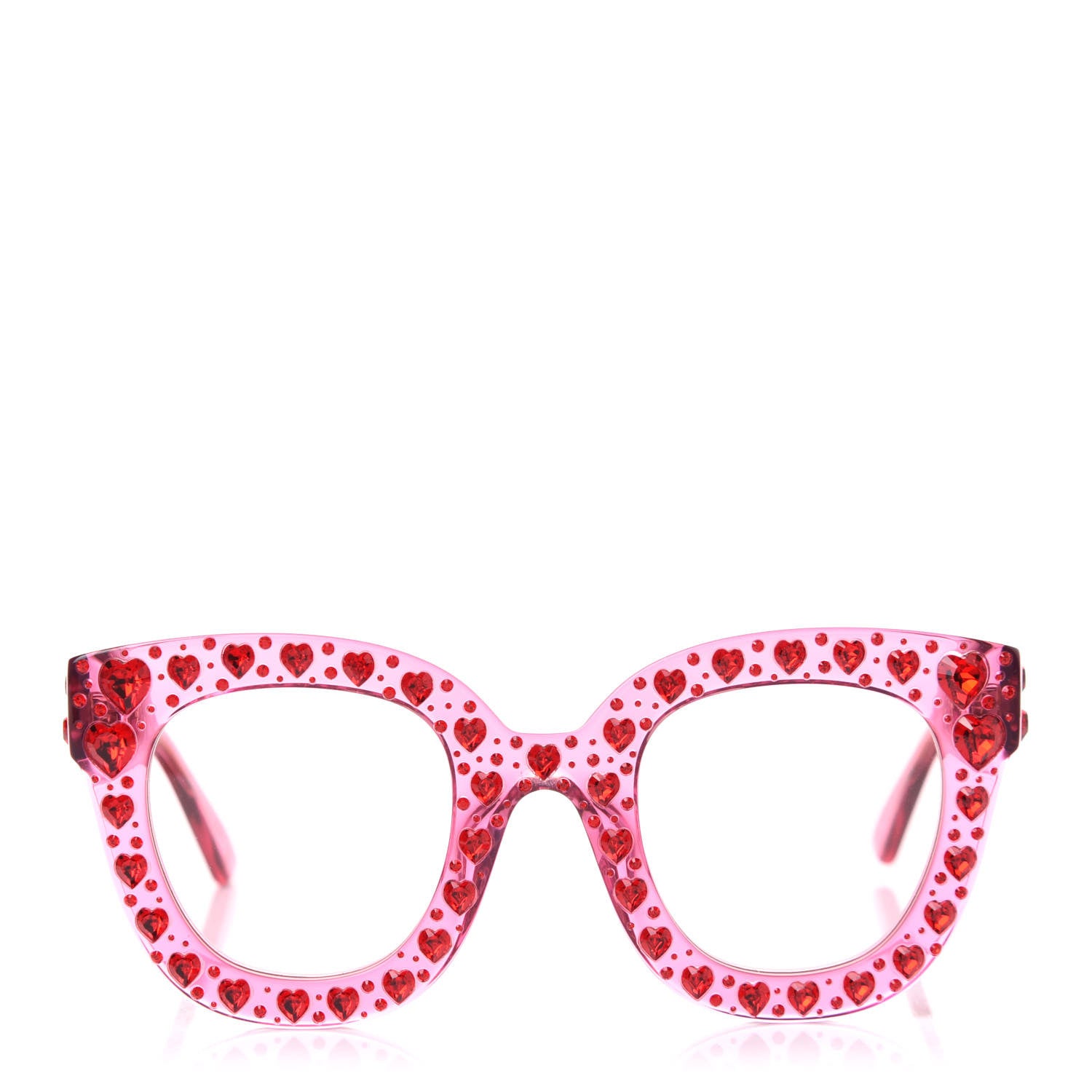 Gucci Acetate Crystal Heart GG0116S Sunglasses Fuchsia 2 of 8