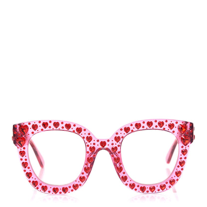 Gucci Acetate Crystal Heart GG0116S Sunglasses Fuchsia 2 of 8