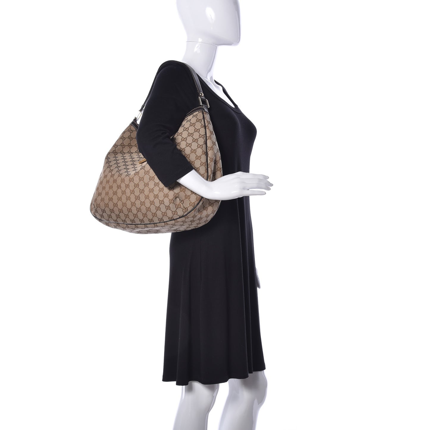 Monogram Large New Ladies Web Hobo Dark Brown
