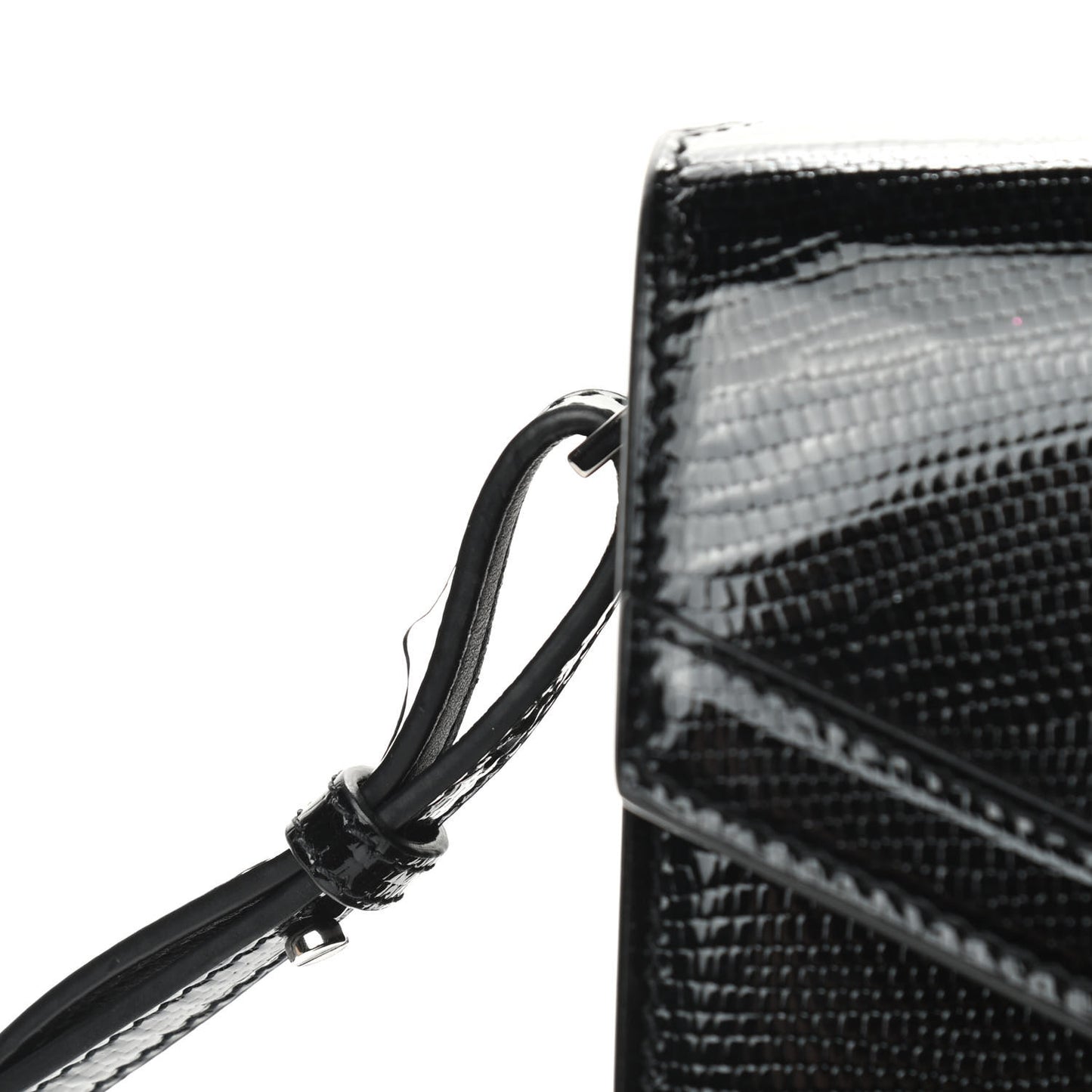 Calfskin Lizard Embossed Medium Classic Monogram Cassandra Top Handle Black Rouge Legion