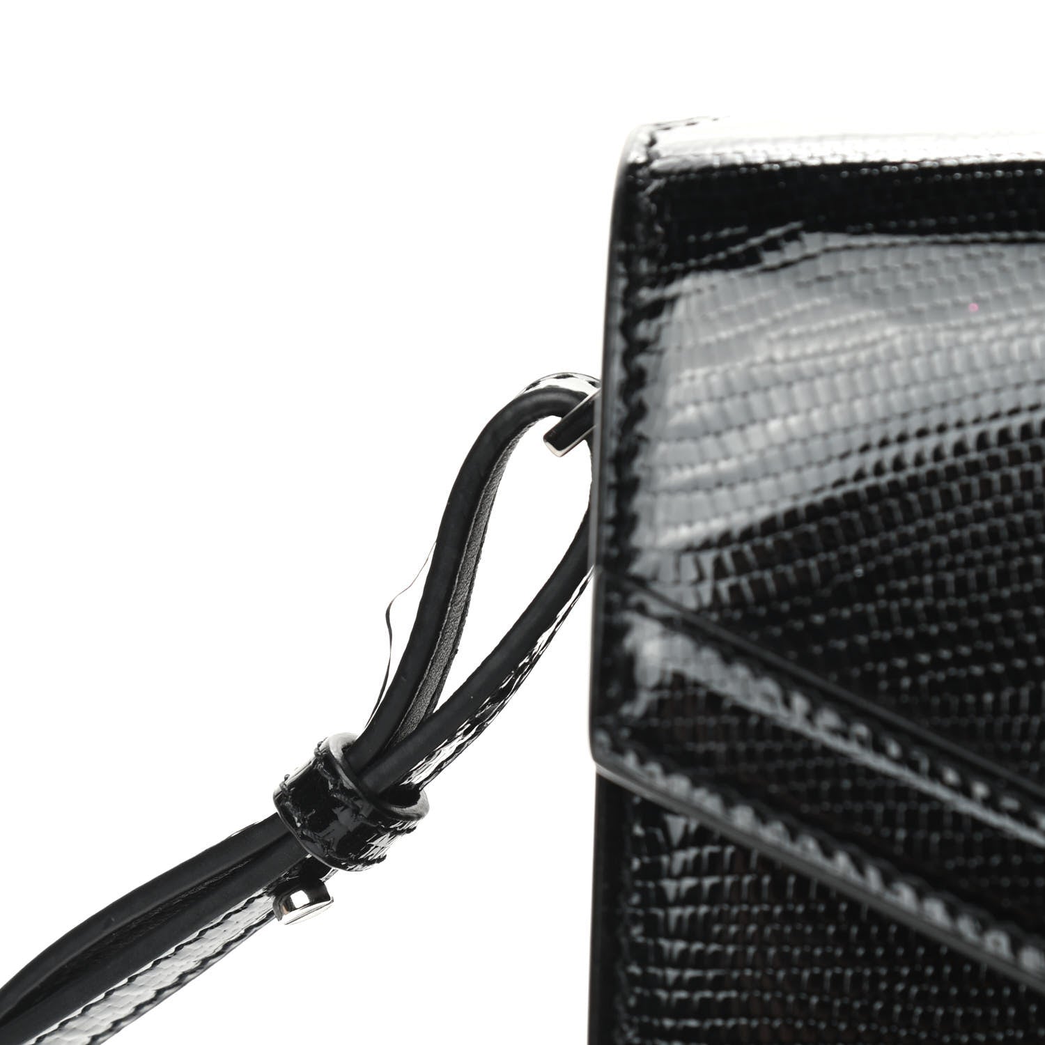 Saint Laurent Calfskin Lizard Embossed Medium Classic Monogram Cassandra Top Handle Black Rouge Legion 20 of 22
