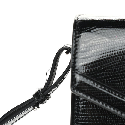 Saint Laurent Calfskin Lizard Embossed Medium Classic Monogram Cassandra Top Handle Black Rouge Legion 20 of 22