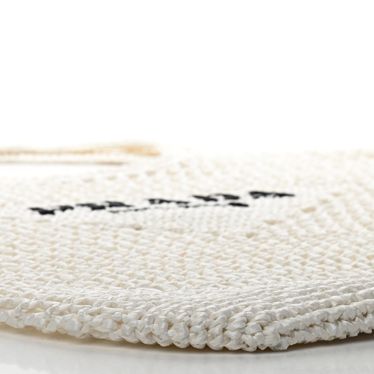 Prada Yarn Raffia Effect Crochet Logo Embroidered Shopping Tote Bag White 9 of 10