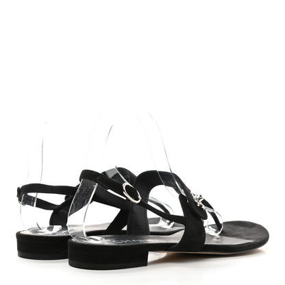 Chanel Suede CC Thong Sandals 39.5 Black 4 of 10