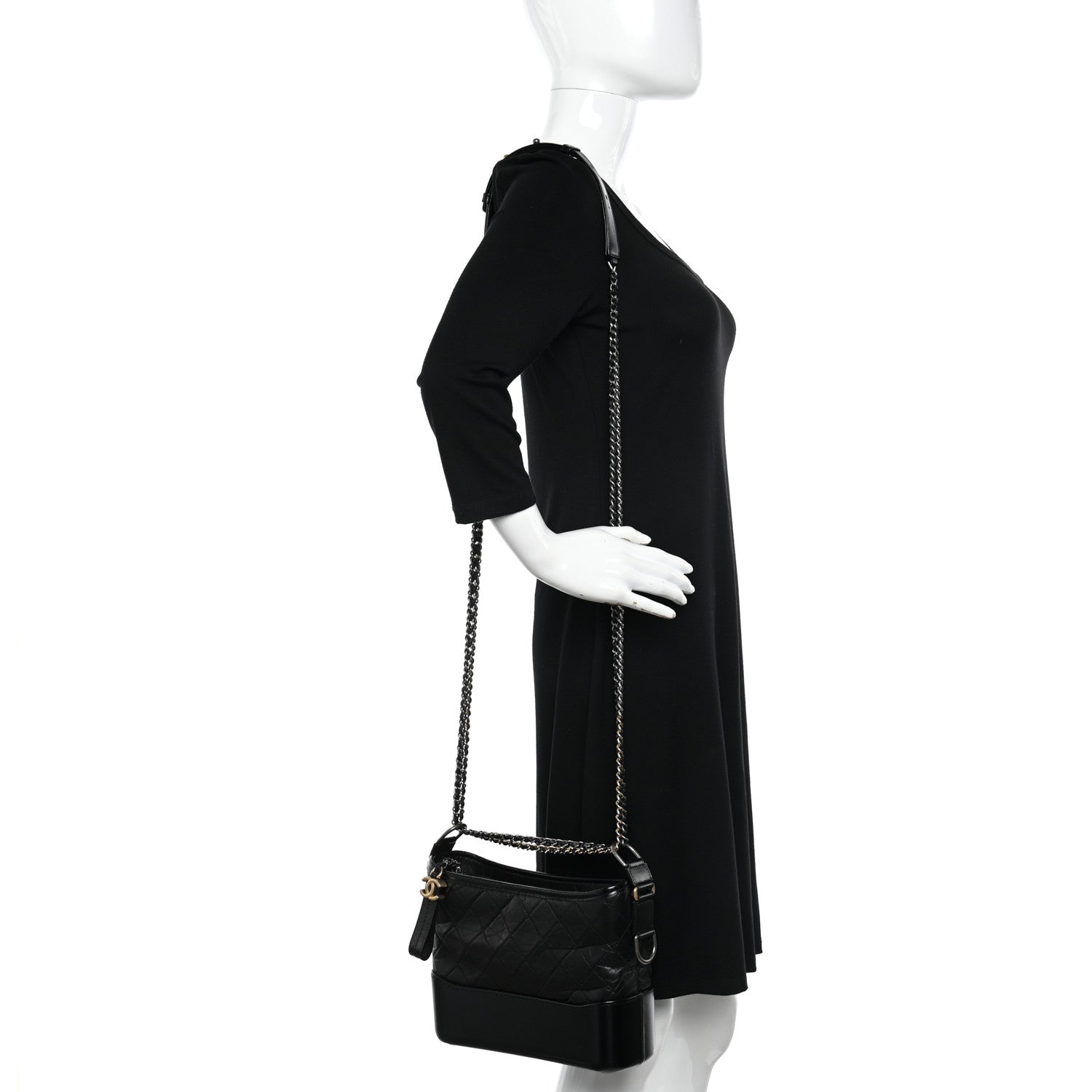 Chanel Aged Calfskin Quilted New Medium Gabrielle Hobo Black 2 of 11