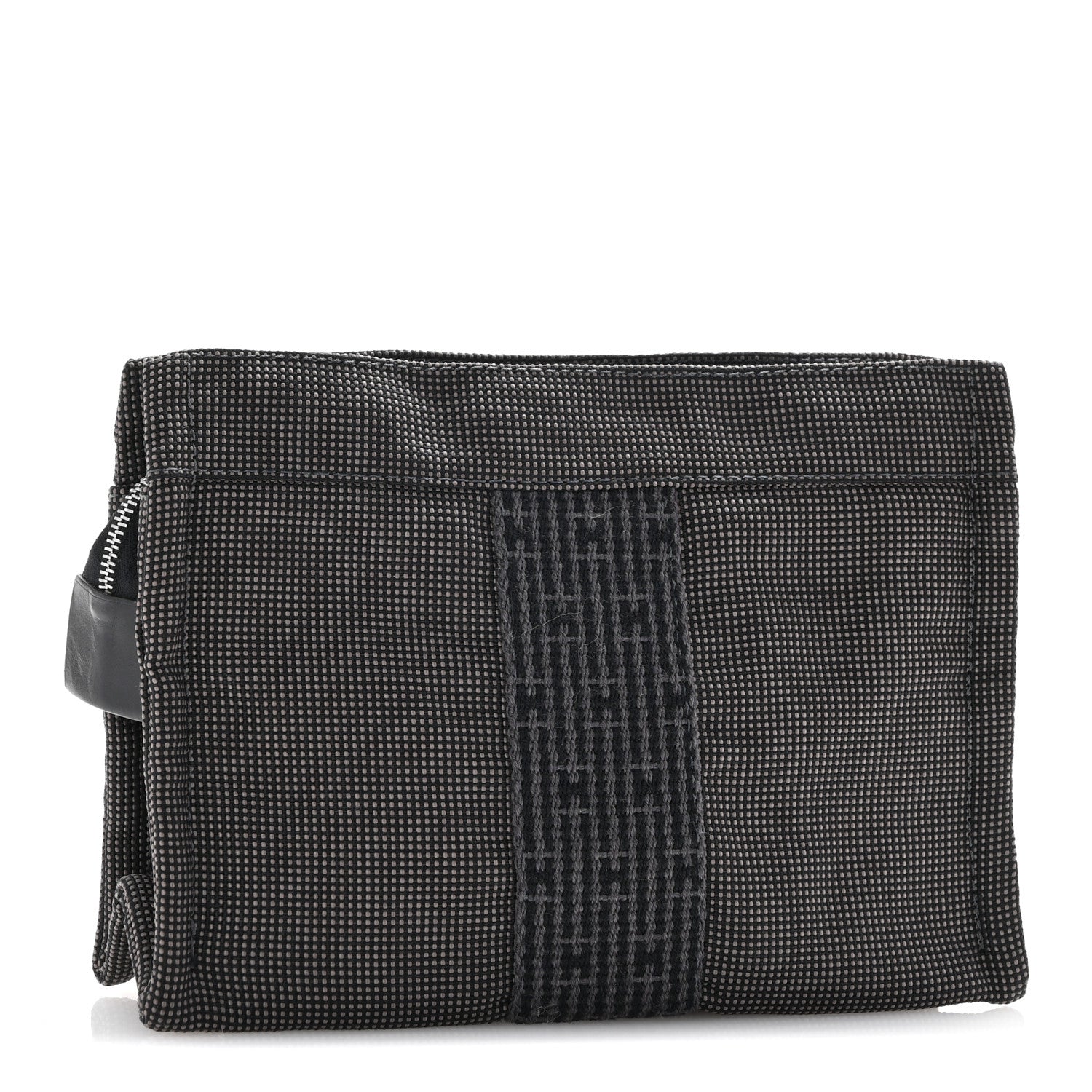 Hermes Canvas Herline Travel Cosmetic Pouch Grey 3 of 6
