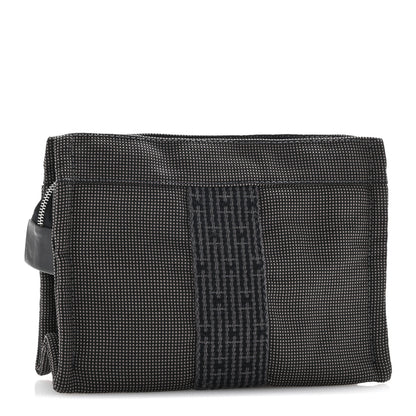 Hermes Canvas Herline Travel Cosmetic Pouch Grey 3 of 6