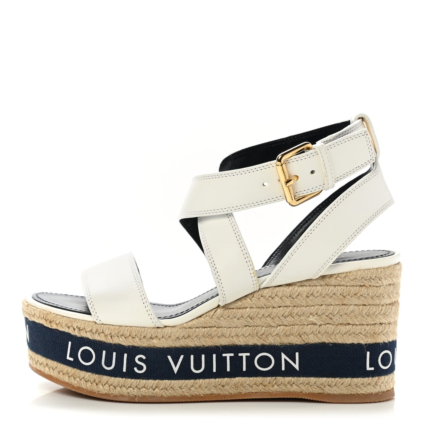 Calfskin Boundary Wedge Sandals 38 White