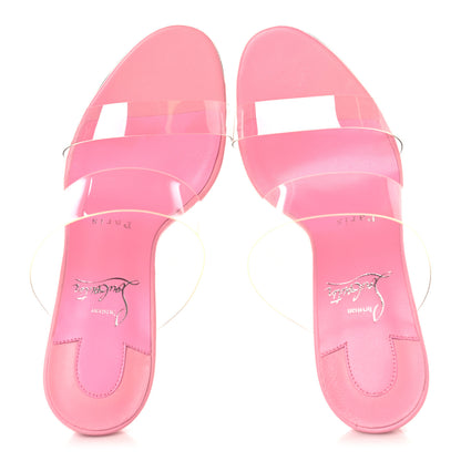 Christian Louboutin Nappa PVC Just Nothing 85 Slide Sandals 36 Calipso 2 of 8
