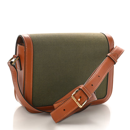 Celine Textile Natural Calfskin Classique Triomphe Khaki Tan 2 of 9
