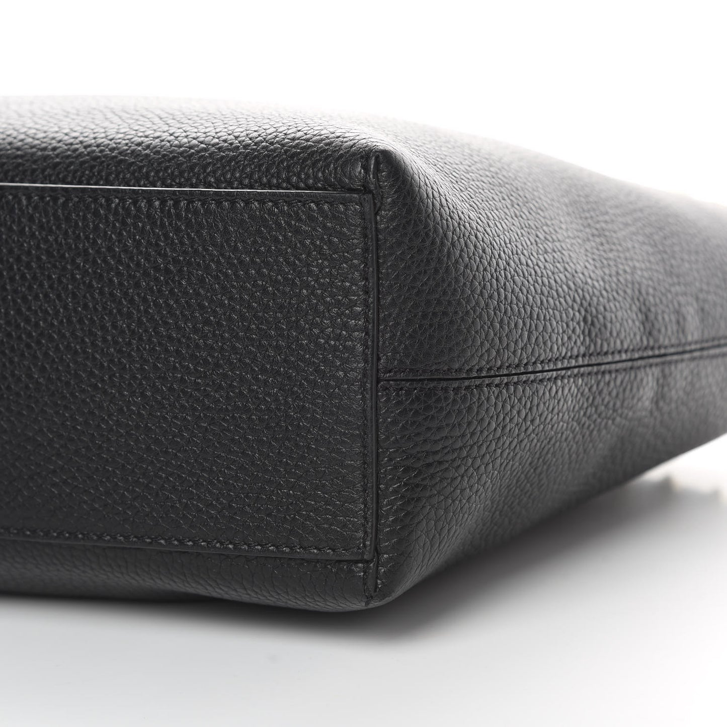 Grained Calfskin Small Rockstud Shoulder Tote Black