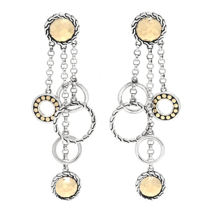 John Hardy Sterling Silver 18K Yellow Gold Palu Bulan Hammered Chandelier Earrings 1 of 6