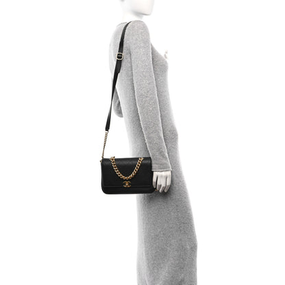 Chanel Calfskin Stitched Flap Black 2 of 10