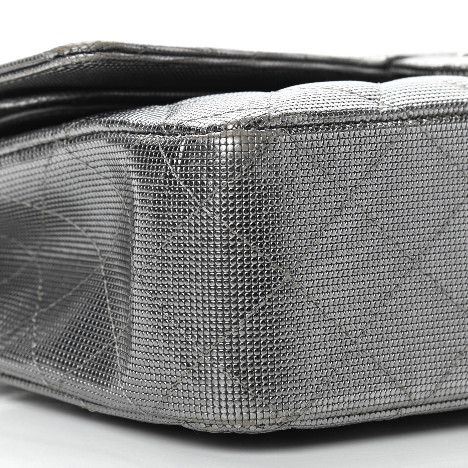 Chanel Calfskin Metallic Pixel Effect Medium Double Flap Silver 9 of 12