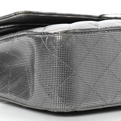 Chanel Calfskin Metallic Pixel Effect Medium Double Flap Silver 9 of 12