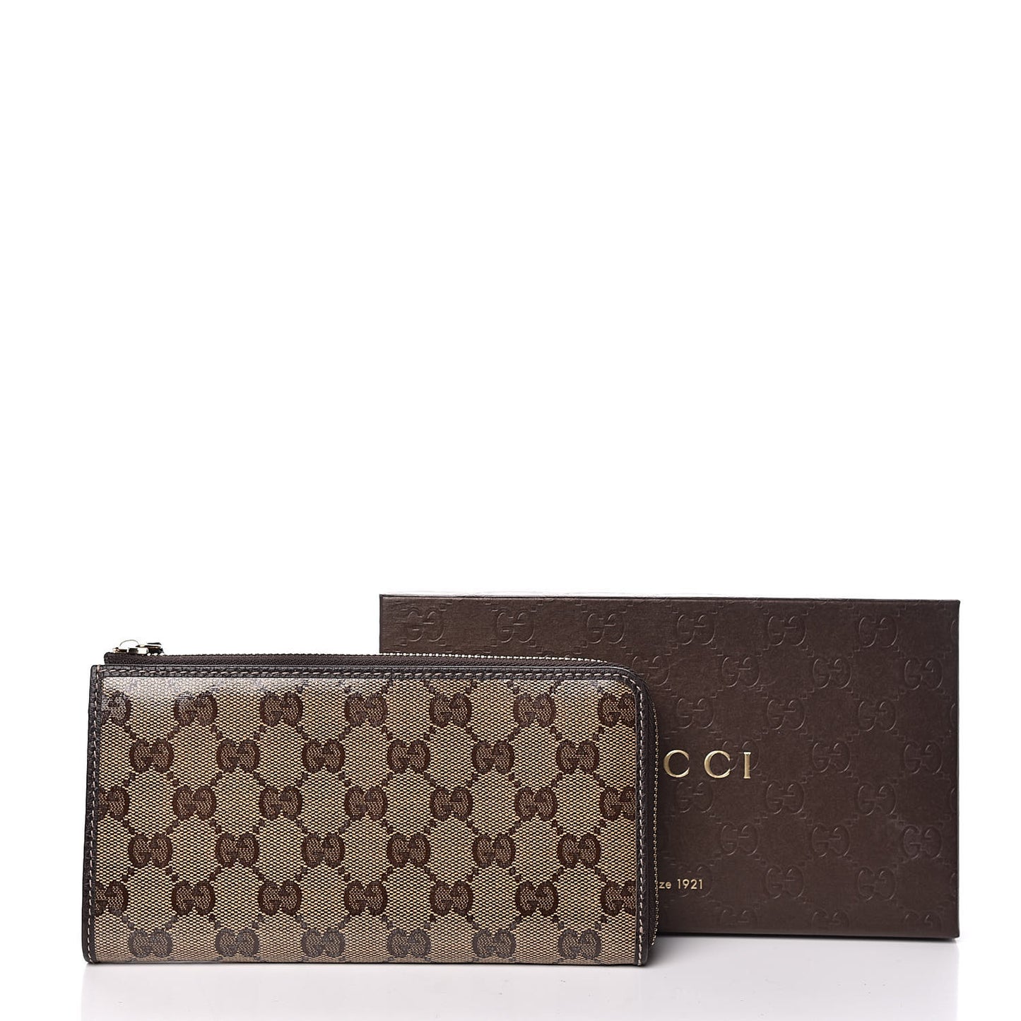 Crystal Monogram Dollar Calfskin Donna Long Wallet Beige Ebony Testa di Moro