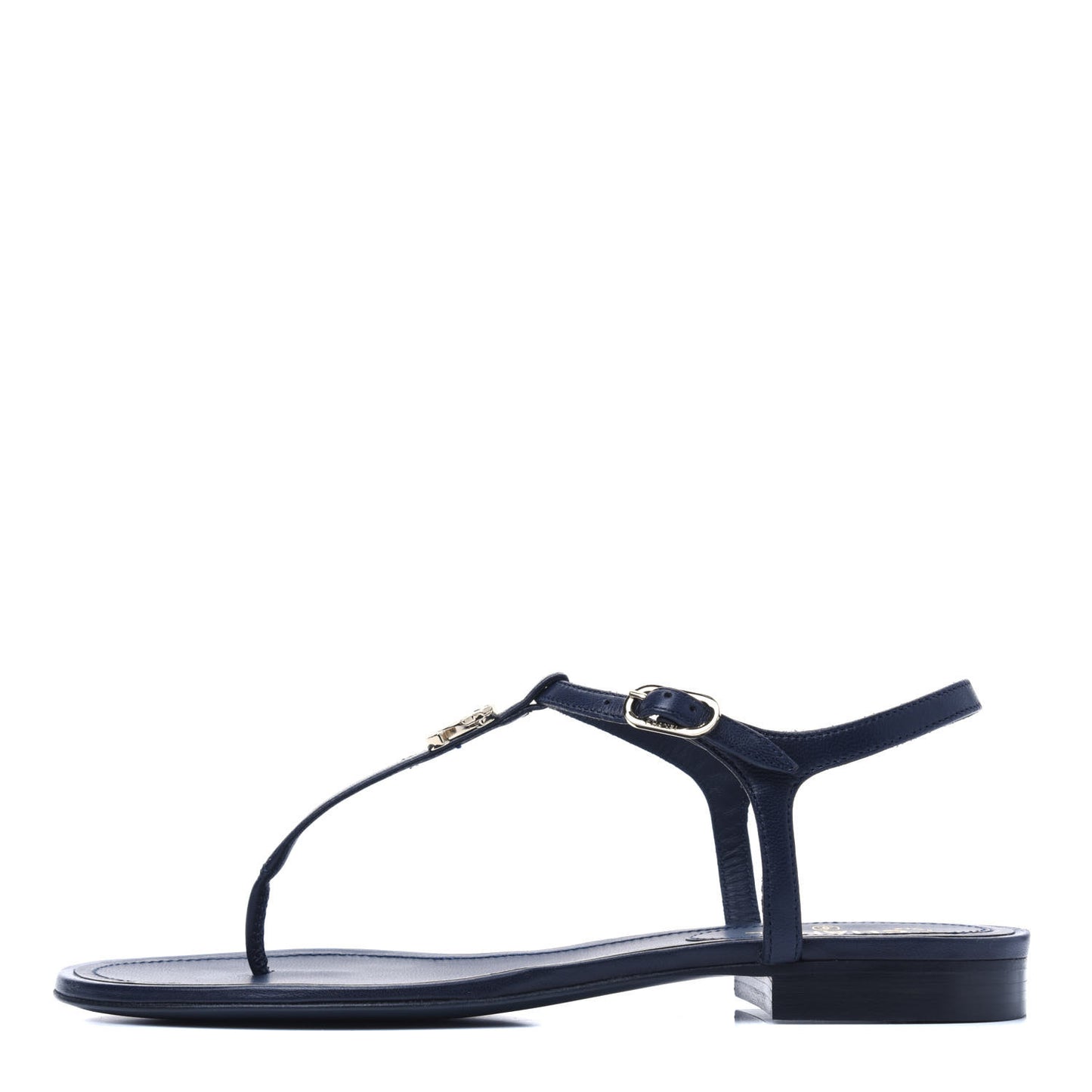 Lambskin Crystal CC Thong Sandals 37 Navy