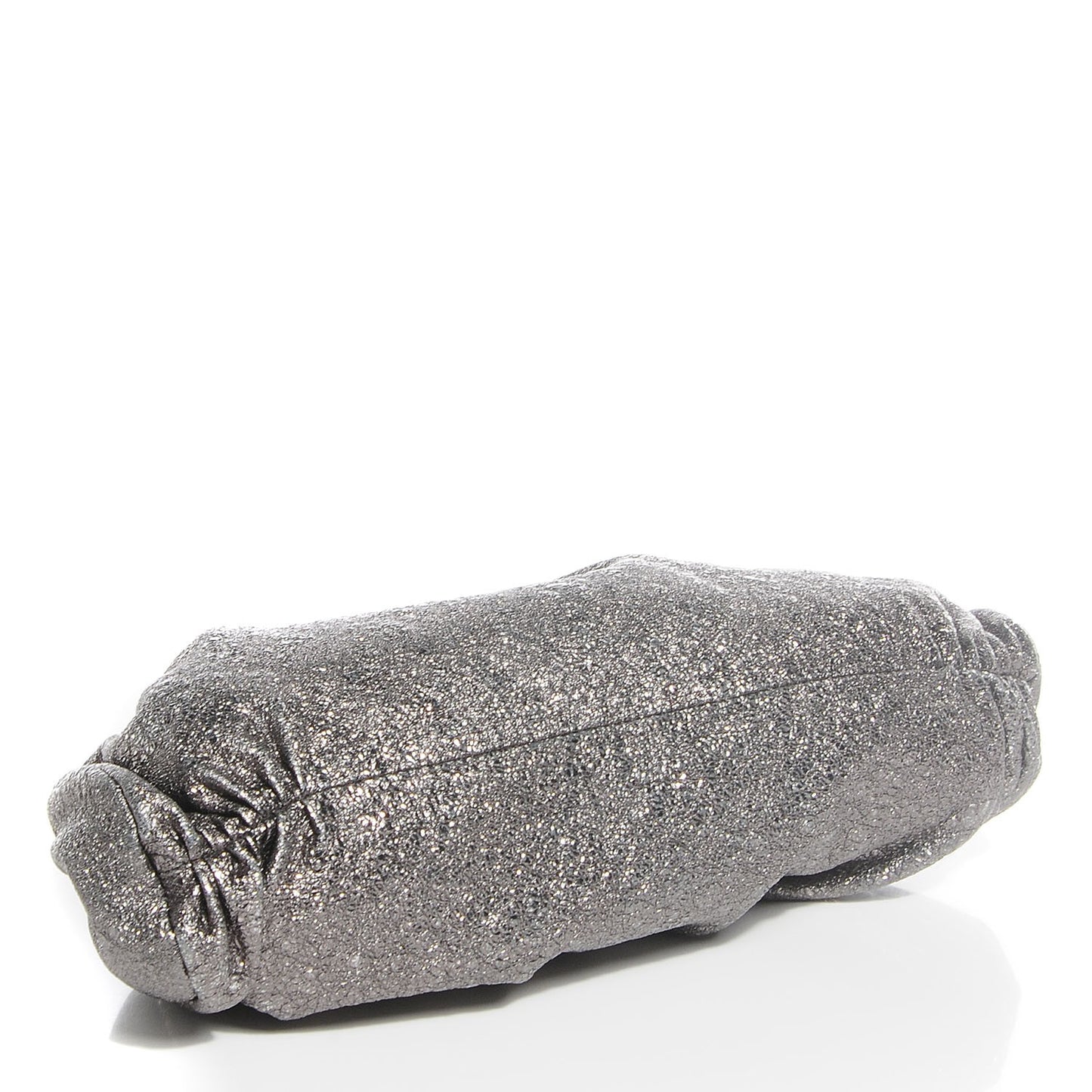 Crinkled Metallic Lambskin Clutch Dark Silver