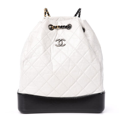 Chanel Aged Calfskin Quilted Gabrielle Backpack Black White 1 of 10