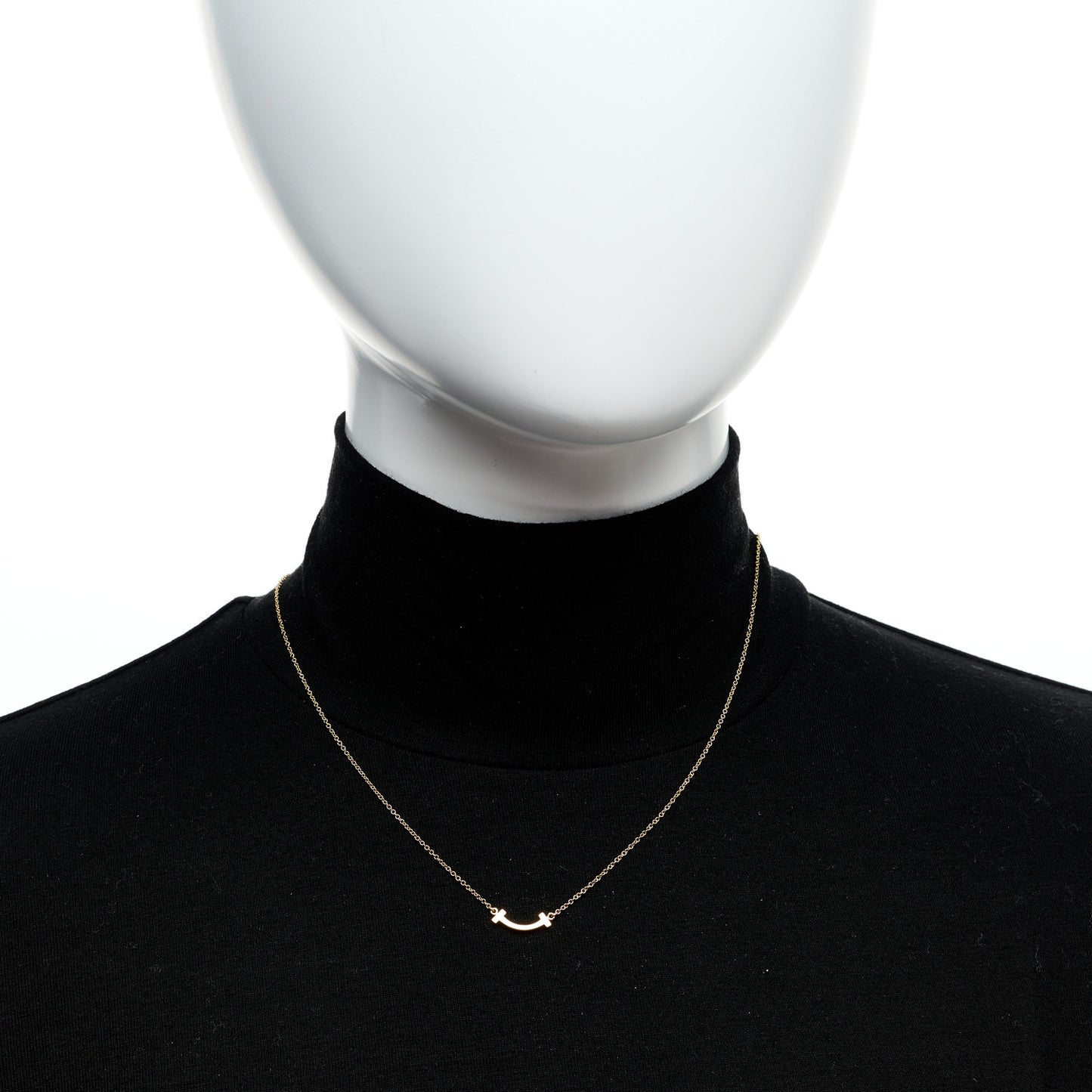 18K Yellow Gold Mini T Smile Pendant Necklace