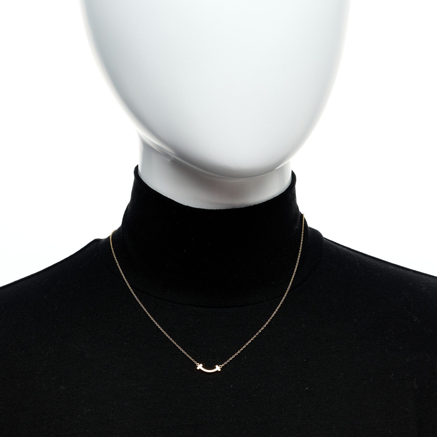 Tiffany 18K Yellow Gold Mini T Smile Pendant Necklace 2 of 5