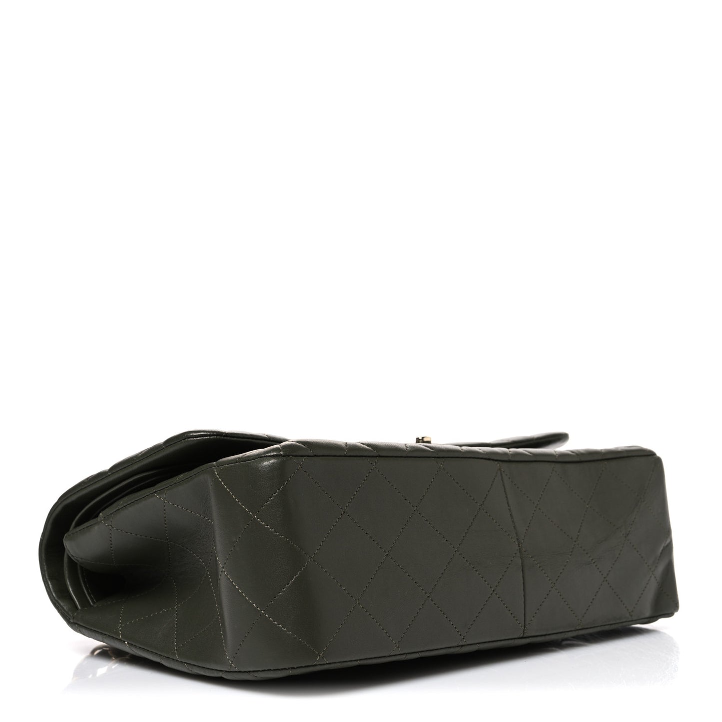 Lambskin Quilted Jumbo Double Flap Green