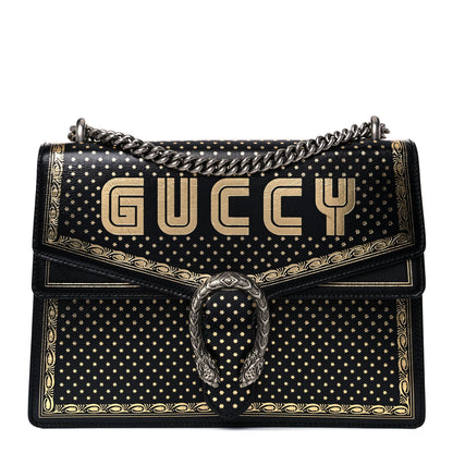 Gucci X SEGA Calfskin GUCCY Stars Medium Dionysus Shoulder Bag Black Gold 1 of 19