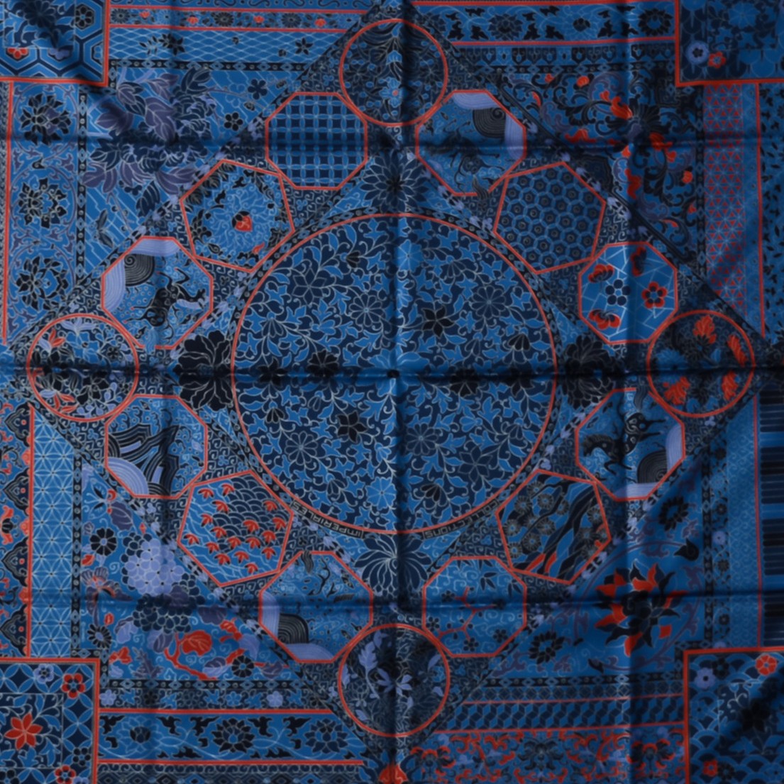 Silk Collections Imperiales Scarf 90 Navy Red Royal Bleu