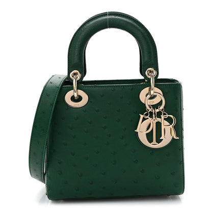 Christian Dior Ostrich Small Lady Dior Green 1 of 9