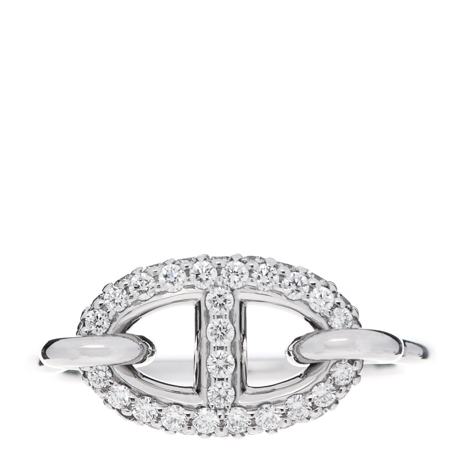 Hermes 18K White Gold Diamond New Farandole Ring 54 6.75 1 of 5