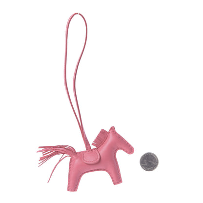 Hermes Milo Lambskin Grigri Rodeo Horse Bag Charm PM Rose Azalee 2 of 6