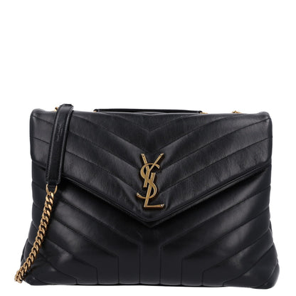 Saint Laurent Calfskin Y Quilted Monogram Medium Loulou Chain Satchel Black 1 of 11