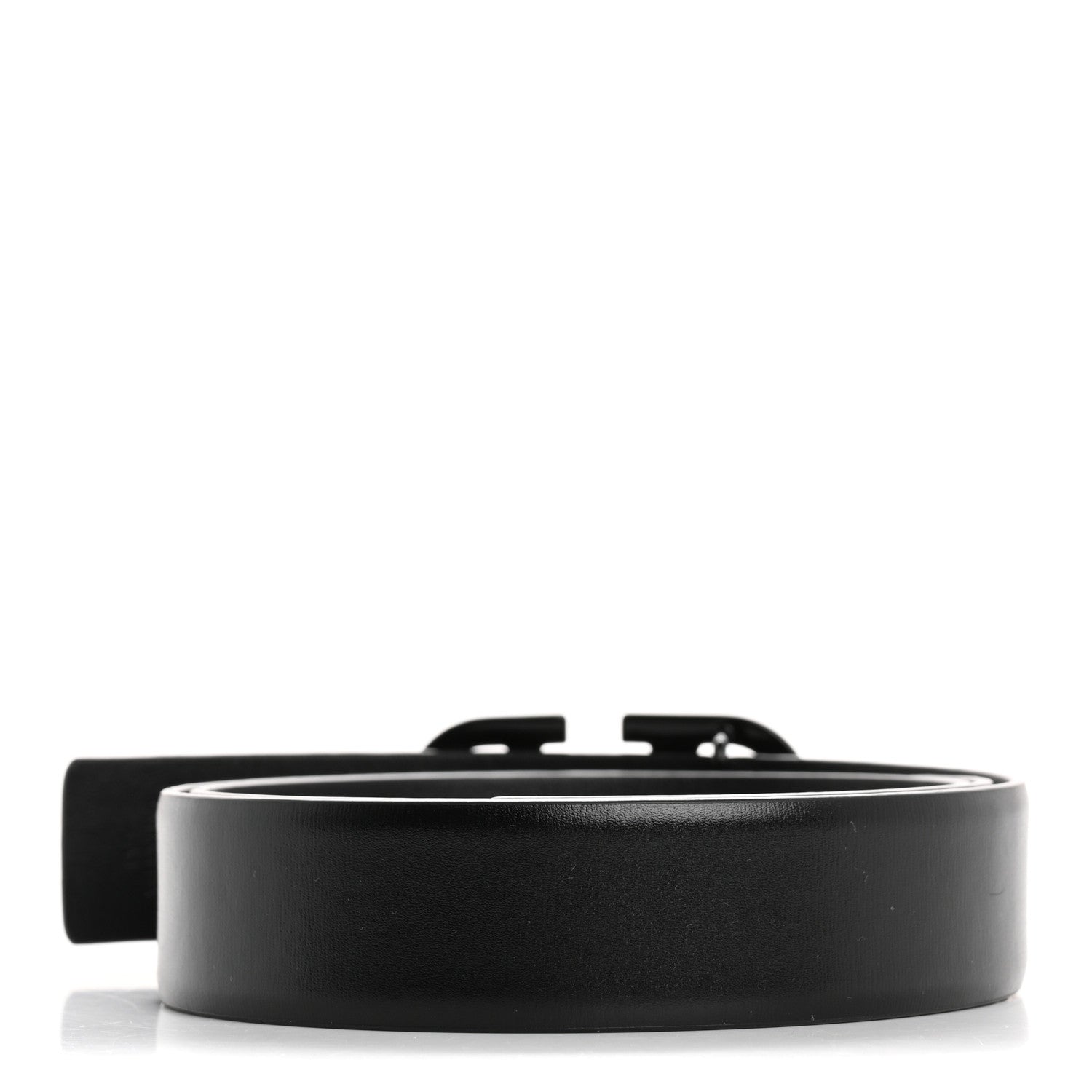 Valentino Garavani Glossy Calfskin Monochrome VLogo Belt 80 32 Black 2 of 7