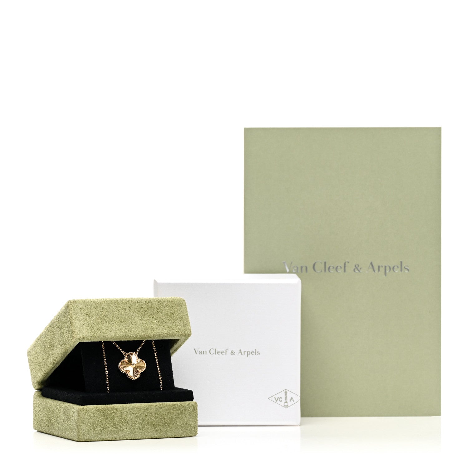 Van Cleef & Arpels 18K Yellow Gold Guilloché Vintage Alhambra Pendant Necklace 6 of 6