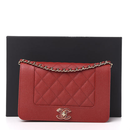 Chanel Caviar Quilted Vintage Mademoiselle Wallet On Chain WOC Red 12 of 12
