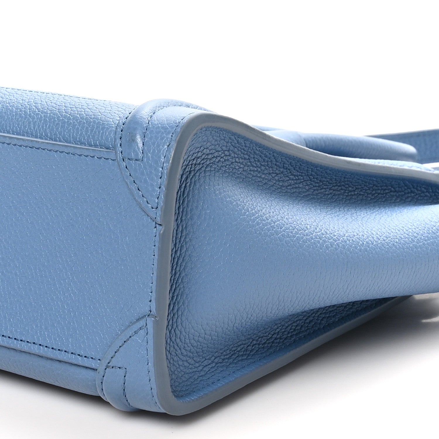Celine Drummed Calfskin Nano Luggage Azure 10 of 10
