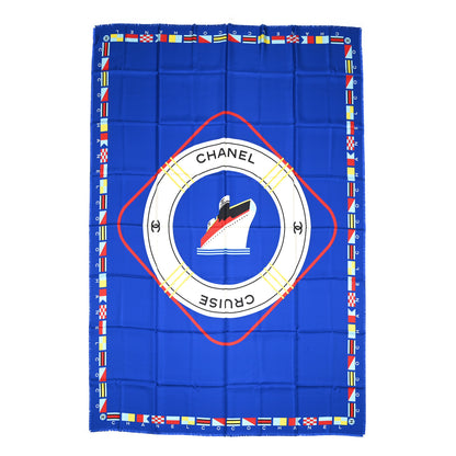 Chanel Silk Cruise Print CC Square Scarf Blue 1 of 3